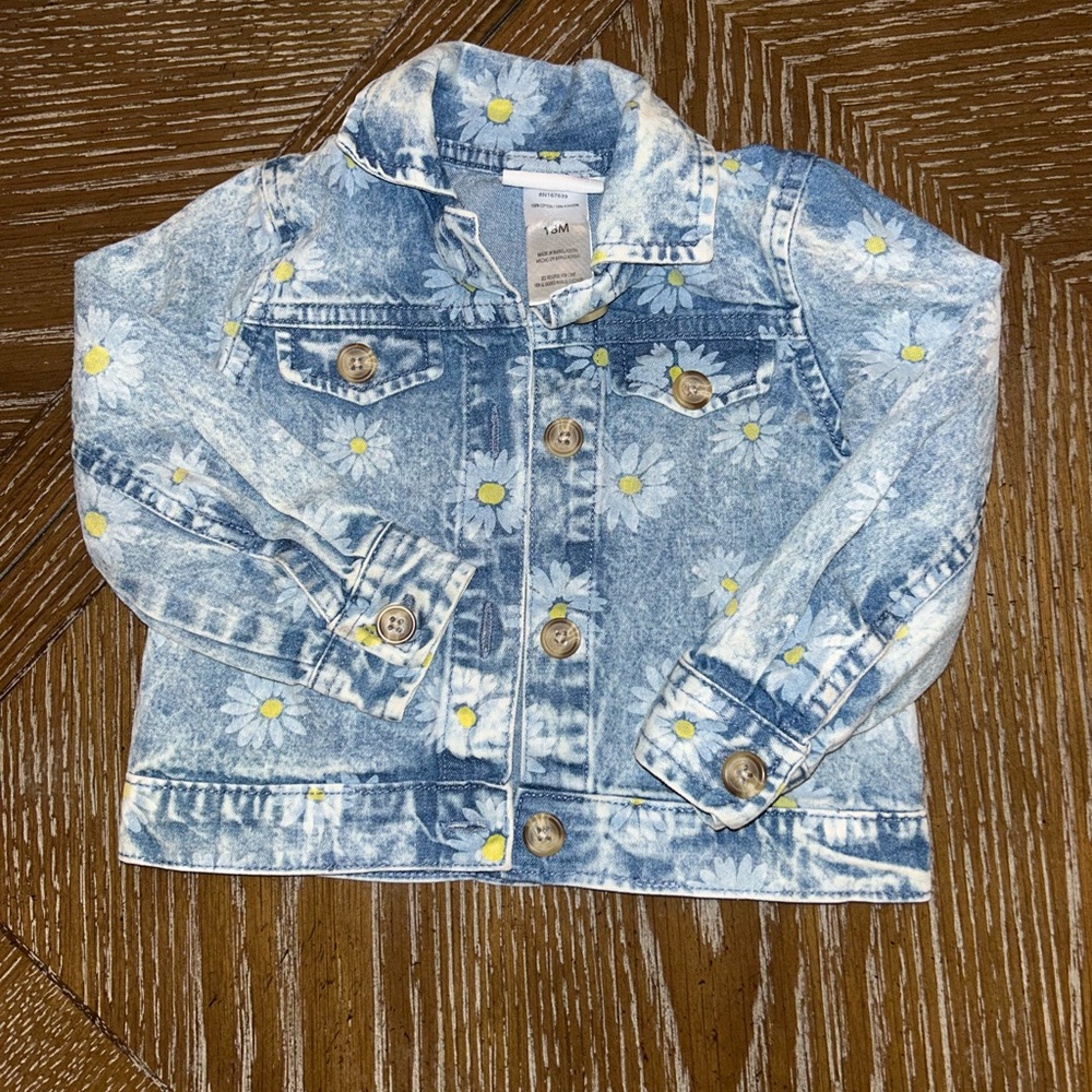 Little Lass Blue and Yellow Jean Jacket Distressed Denim